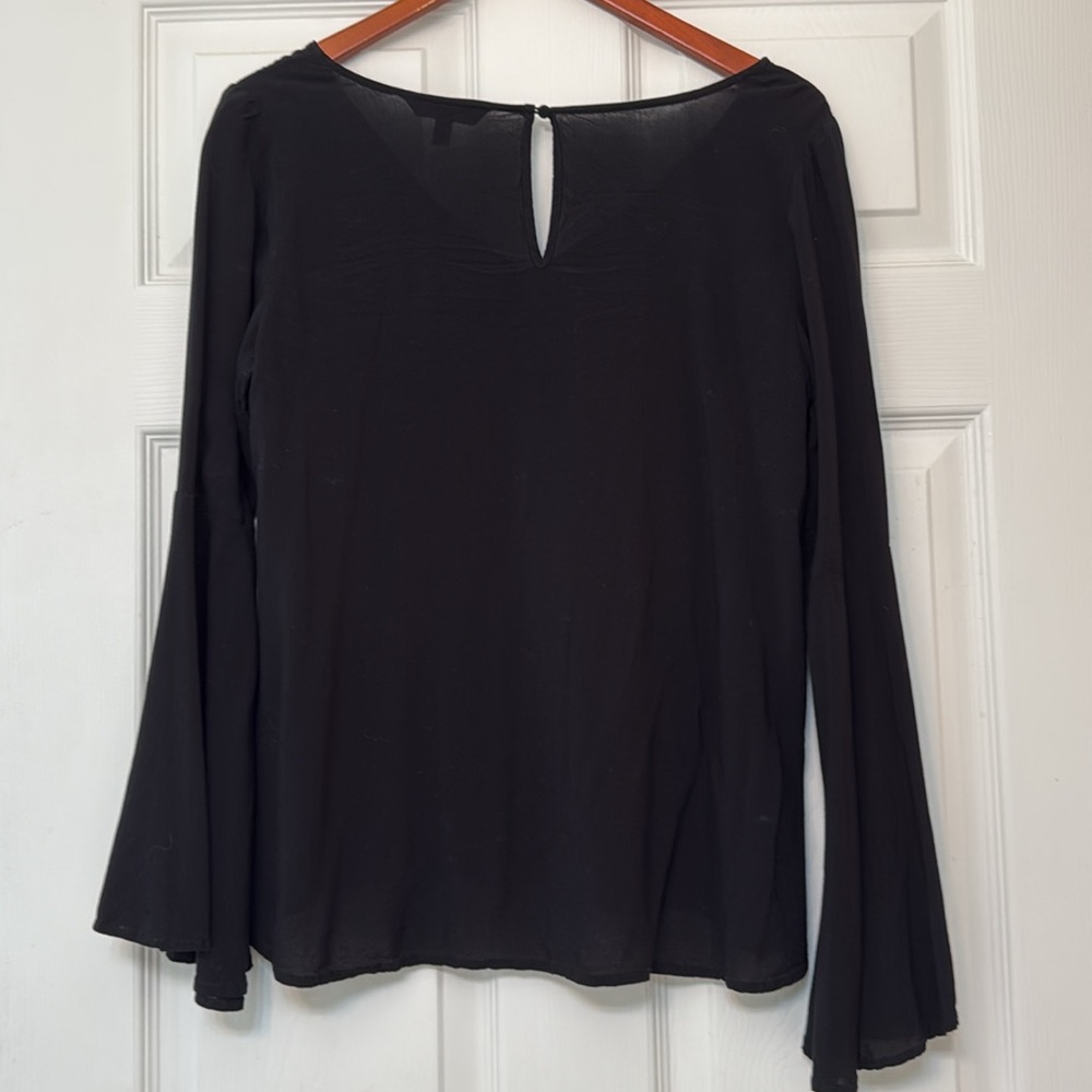 Express Black Bell Sleeve V Neck Blouse - Picture 6 of 11